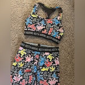 Forever 21 Multicolor Keith Haring Leggings and Sports Bra Set